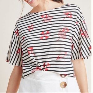 Anthropologie Striped Short-Sleeved Blouse/Tee